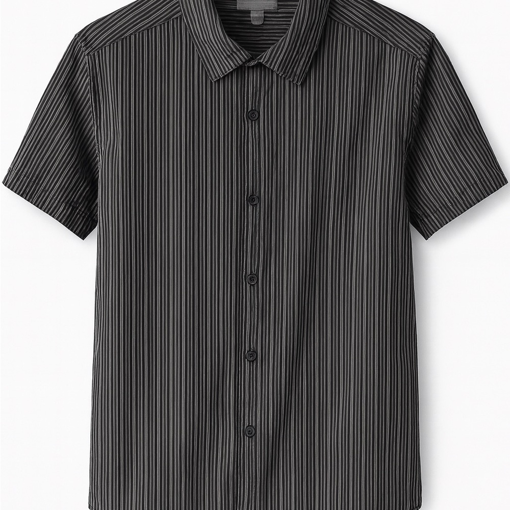 Old Navy Men’s Black White Striped Short Sleeve Button Down Shirt Size L